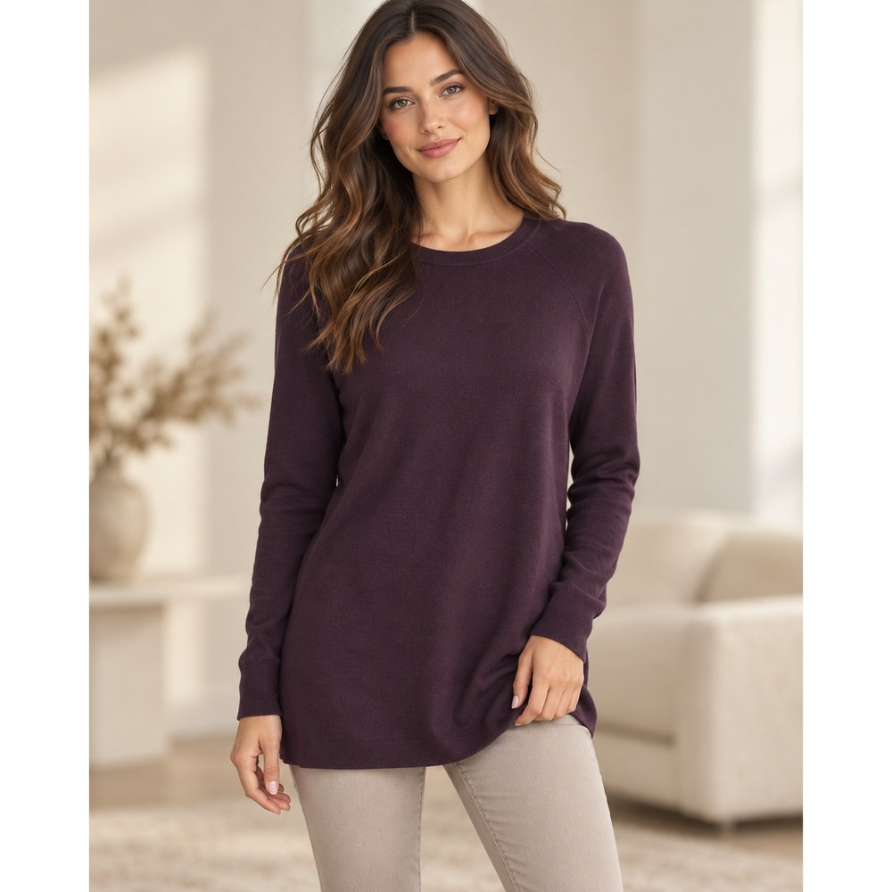 J Jill Merino Wool Top Sweater Purple Elevated Capsule Size SP Quiet Luxury